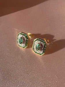 Emerald Diamond Deco Target Earrings