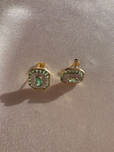 Load image into Gallery viewer, Emerald Diamond Deco Target Earrings

