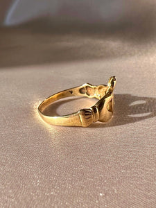 Vintage 9k Diamond Starburst Claddagh Ring