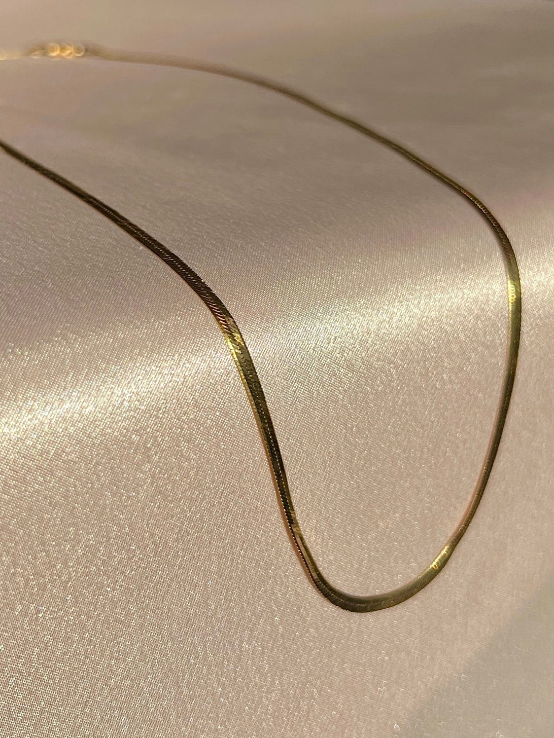 Vintage 14k Herringbone Necklace Chain 20"