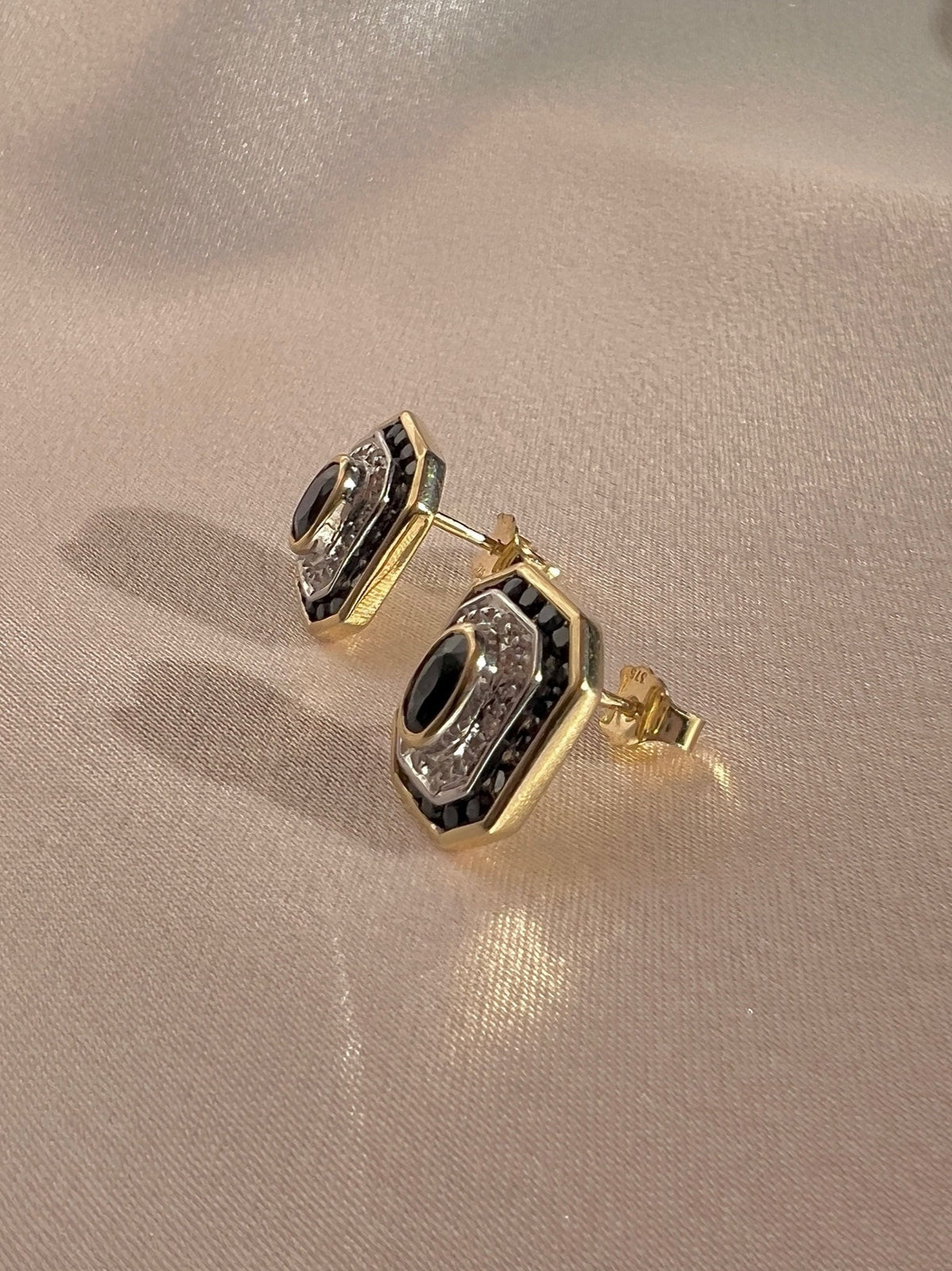 Midnight Sapphire Diamond Deco Target Earrings