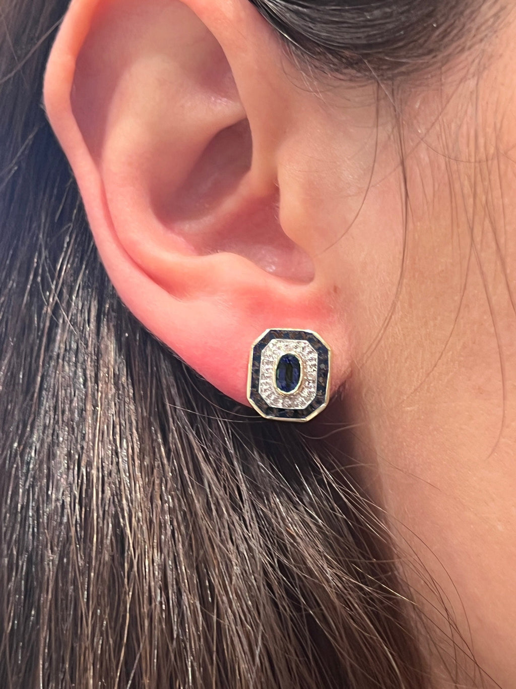 Midnight Sapphire Diamond Deco Target Earrings