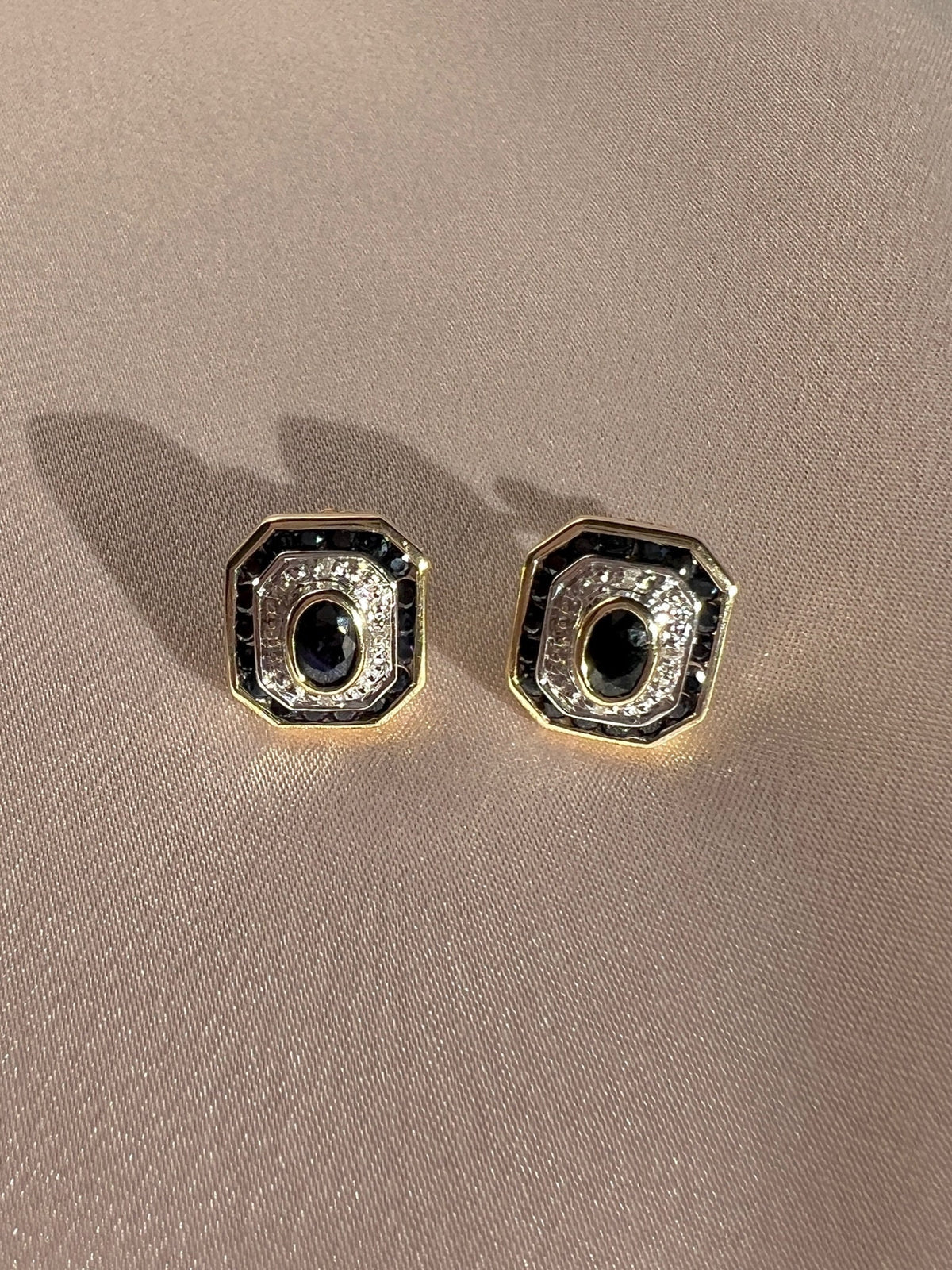 Midnight Sapphire Diamond Deco Target Earrings