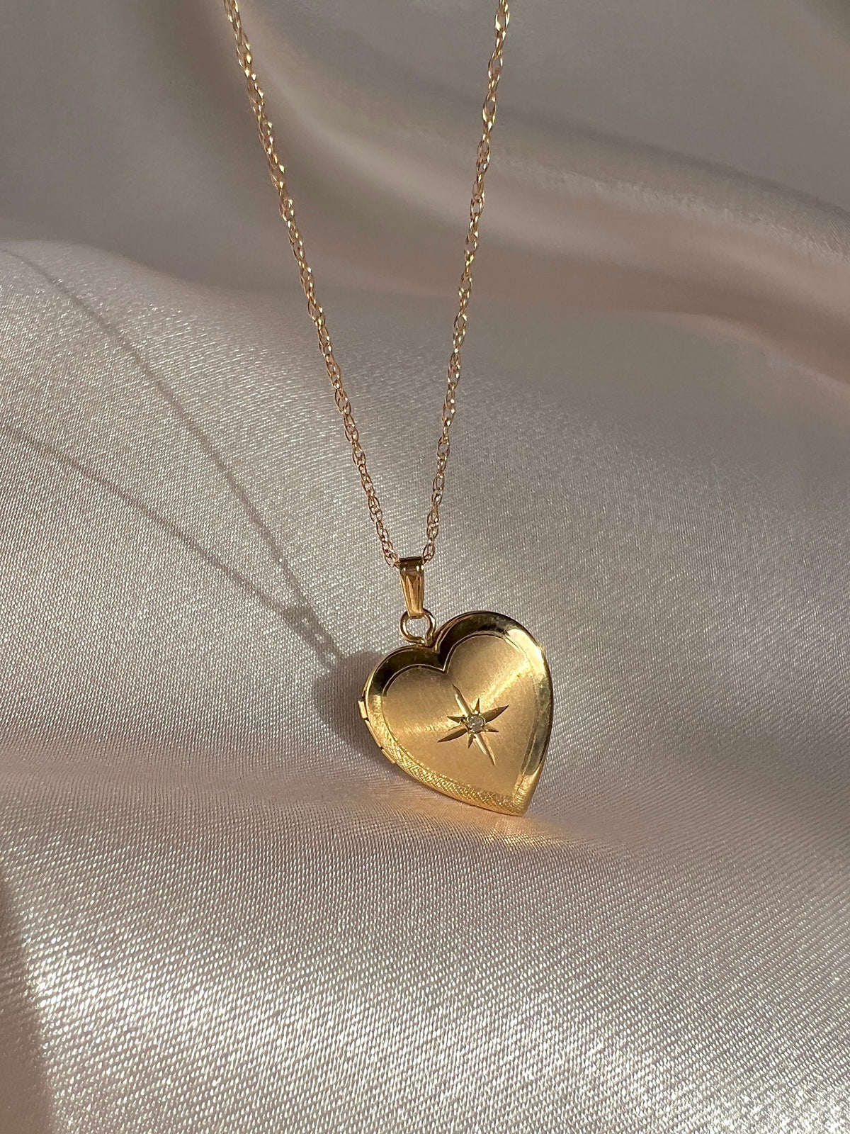 Vintage 14k Diamond Starburst Locket Necklace