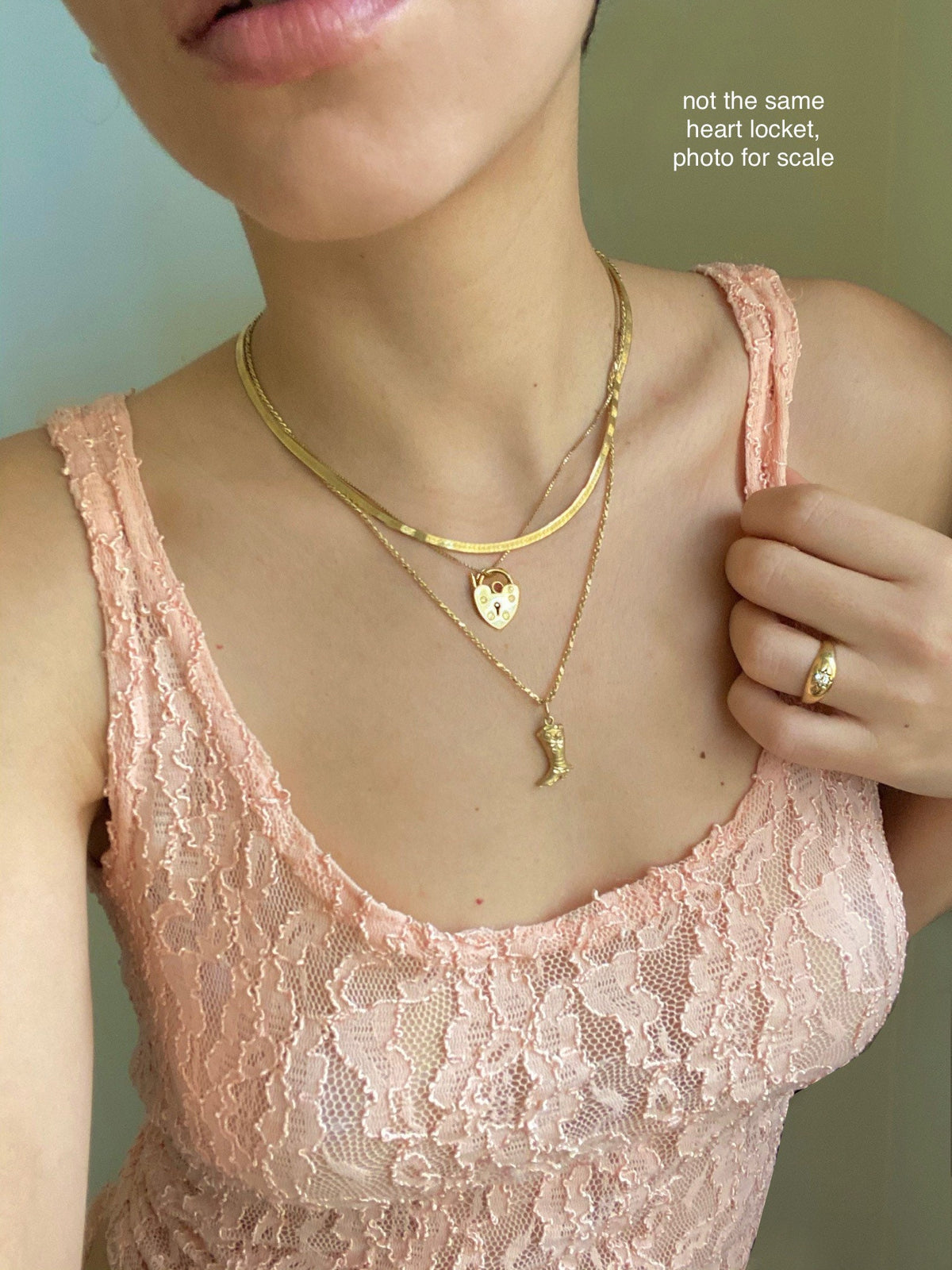 Antique 15k Rose Gold Heart Padlock Charm Pendant 1904