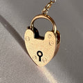 Antique 15k Rose Gold Heart Padlock Charm Pendant 1904