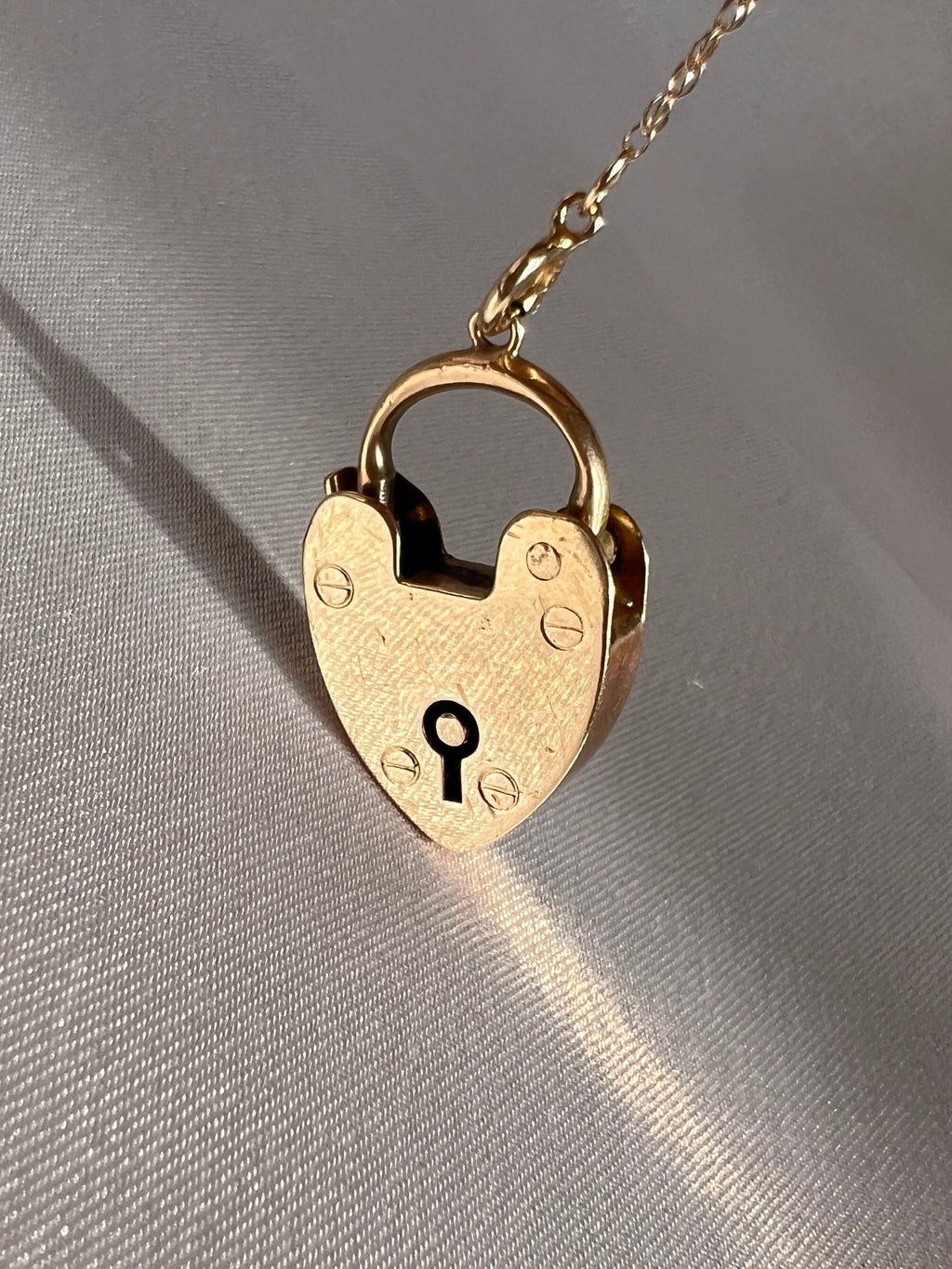 Antique 15k Rose Gold Heart Padlock Charm Pendant 1904