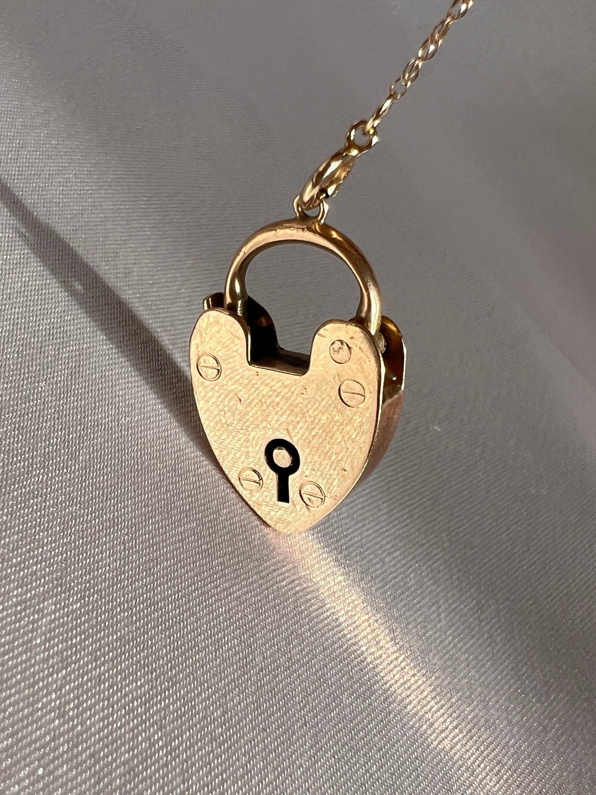 Antique 15k Rose Gold Heart Padlock Charm Pendant 1904