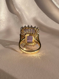 Vintage 14k Amethyst Diamond Halo Cocktail Ring 0.66ctw