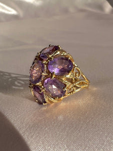 Vintage 14k Amethyst Floral Filigree Dress Ring