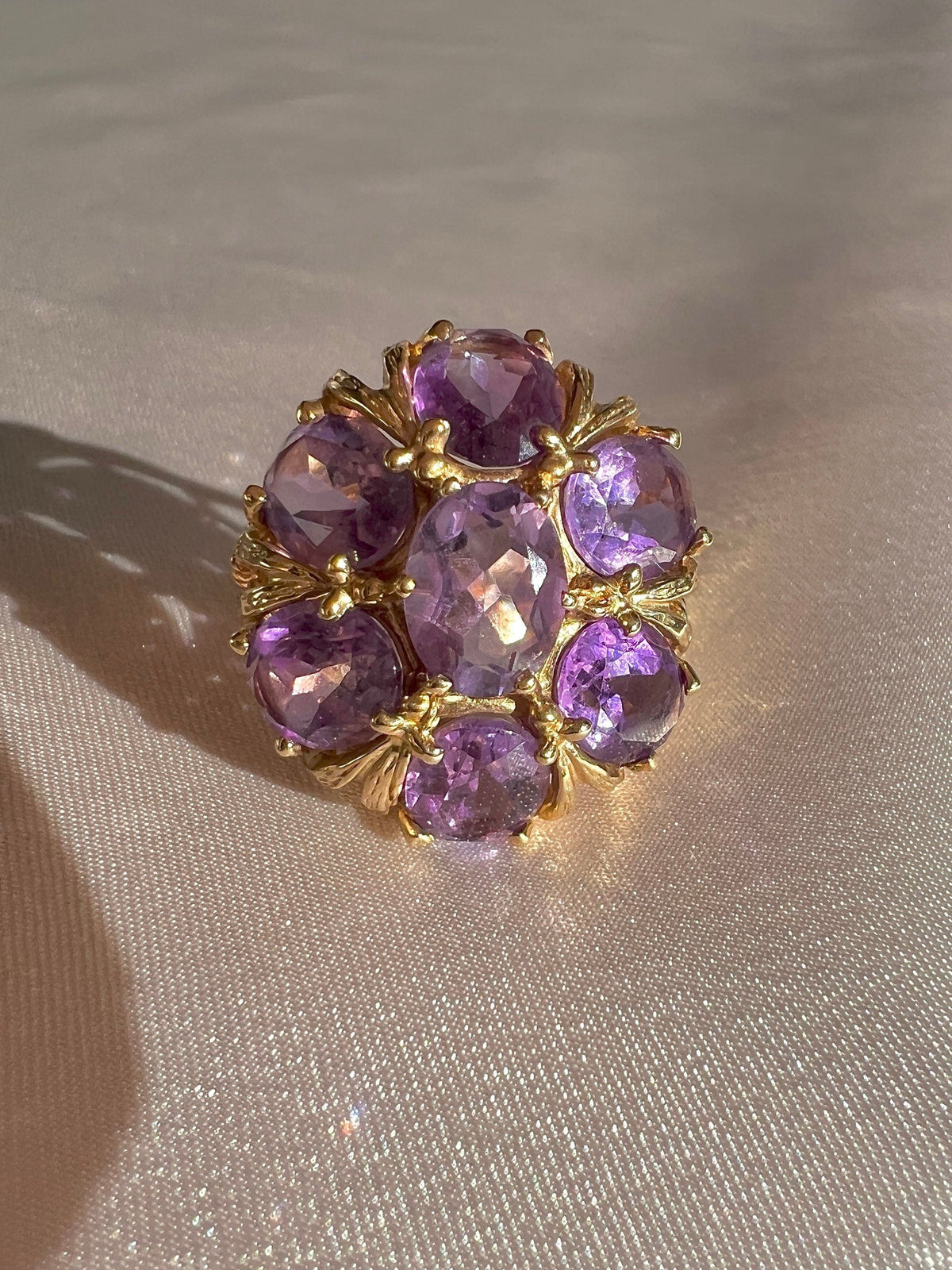 Vintage 14k Amethyst Floral Filigree Dress Ring