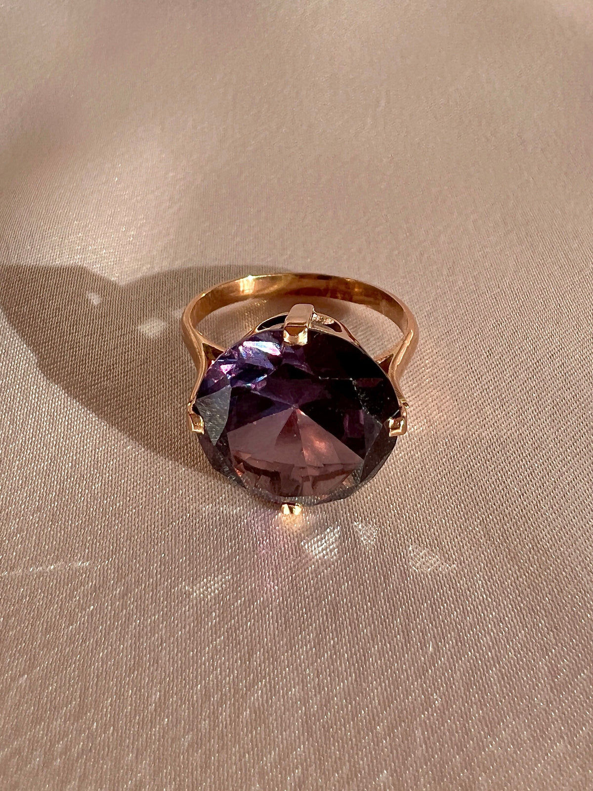 Vintage 14k Rose Gold Amethyst Cocktail Ring