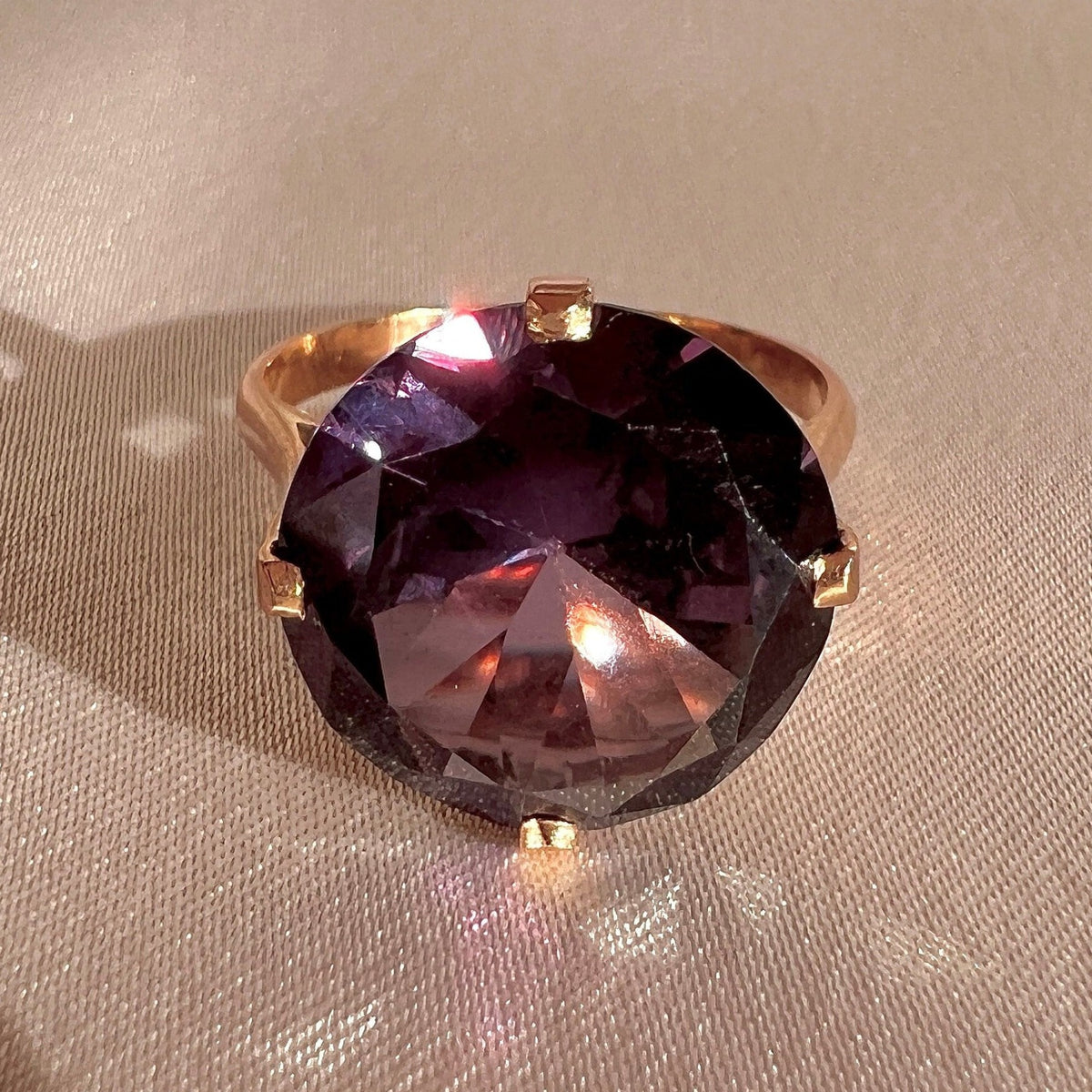 Vintage 14k Rose Gold Amethyst Cocktail Ring