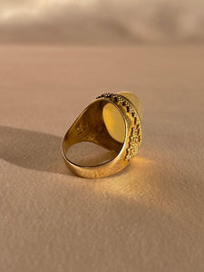 Vintage 18k Moonstone Cabochon Bezel Ornate Ring