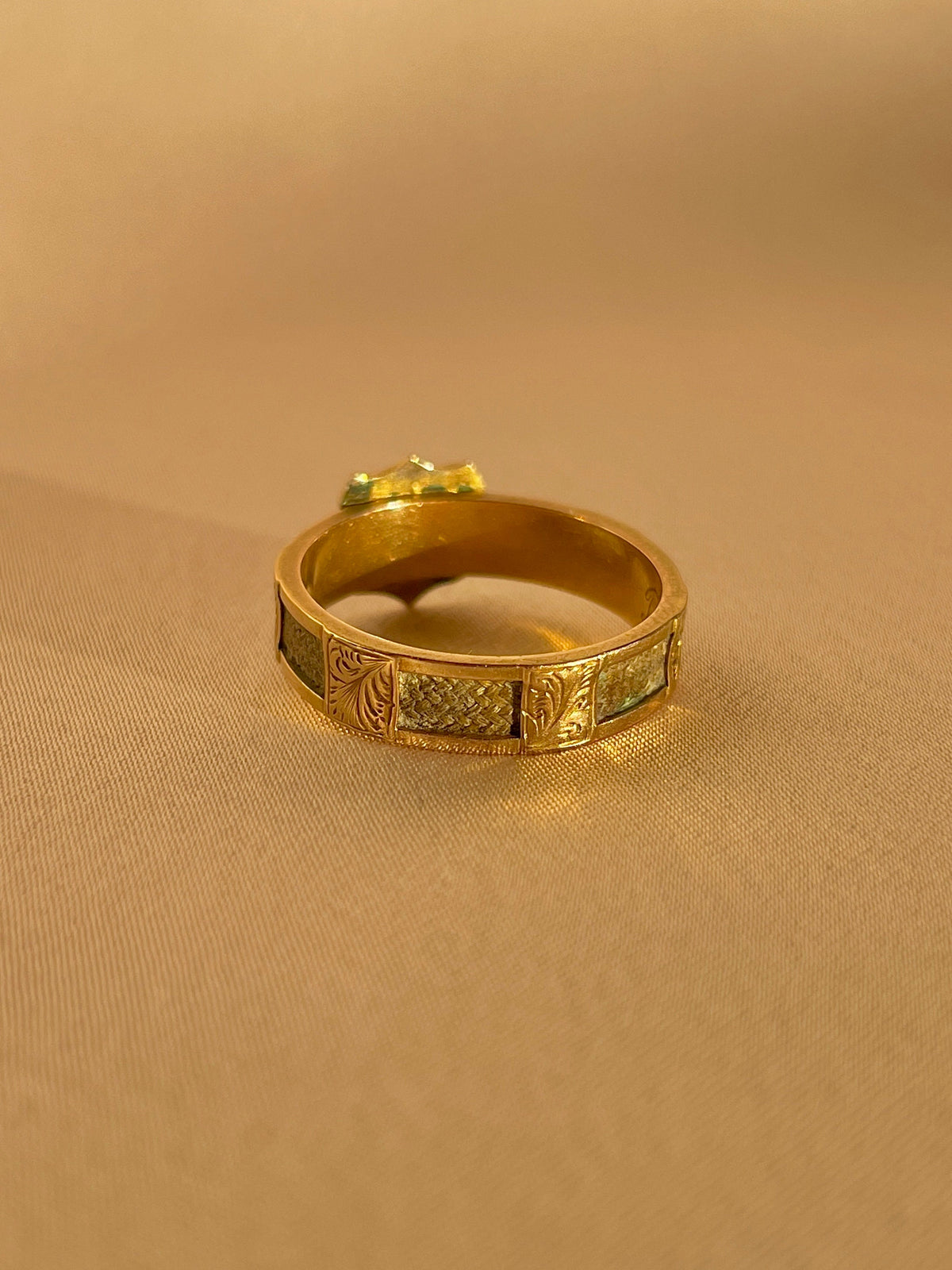 Antique Gold Pearl Hair Mourning Ring 1868