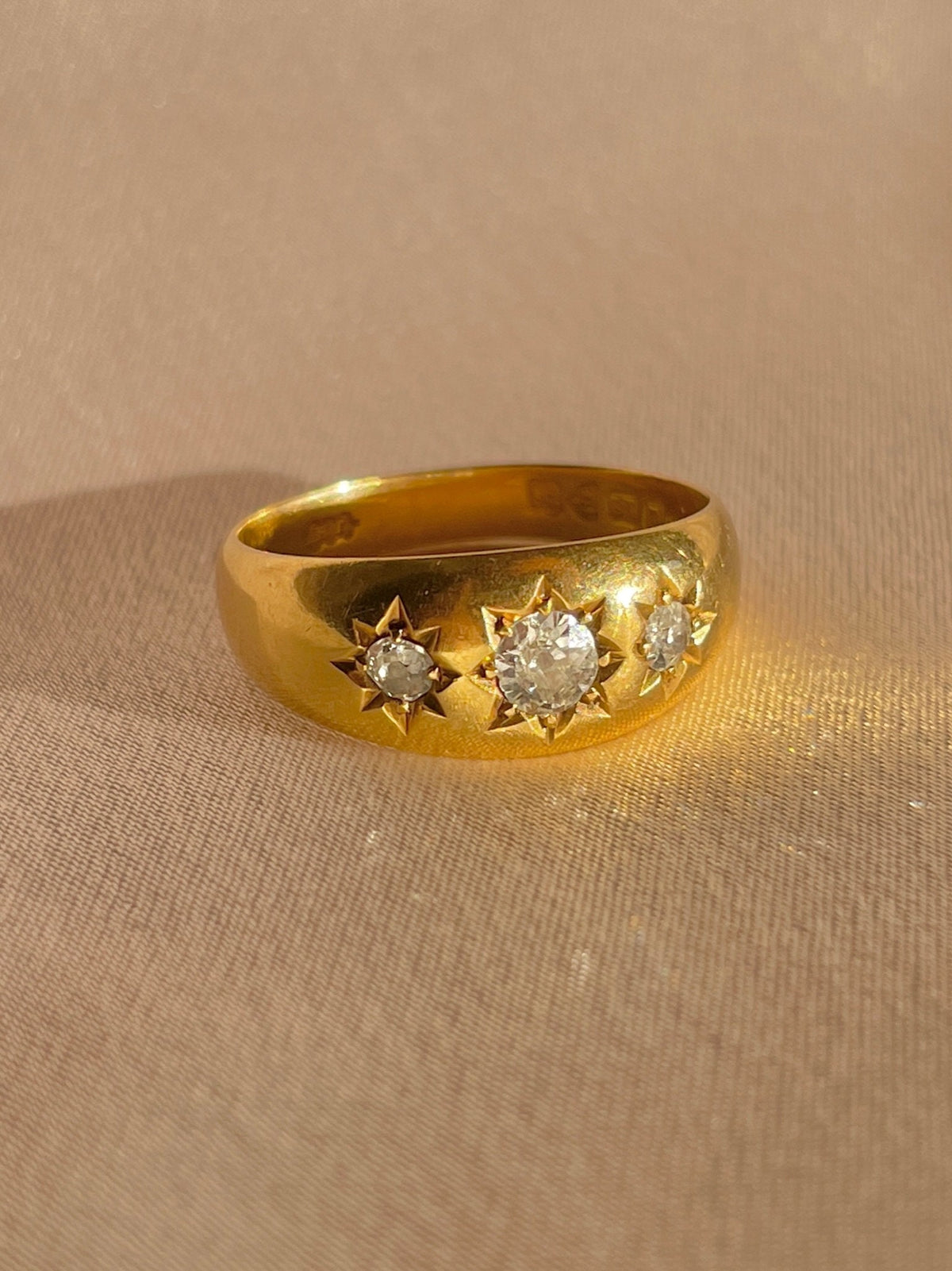 Antique 18k Diamond Trilogy Starburst Ring 1911