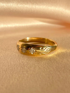 Vintage 9k Diamond Starburst Trilogy Filigree Ring