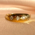 Vintage 9k Diamond Starburst Trilogy Filigree Ring