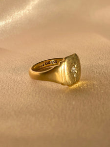 Vintage 9k Diamond Starburst Step Signet Ring