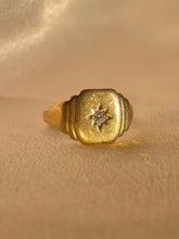 Load image into Gallery viewer, Vintage 9k Diamond Starburst Step Signet Ring
