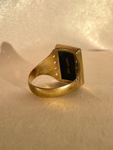 Antique 9k Onyx Monogram "M" Art Deco Signet Ring