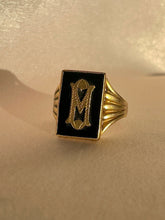 Load image into Gallery viewer, Antique 9k Onyx Monogram &quot;M&quot; Art Deco Signet Ring
