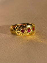 Load image into Gallery viewer, Antique 18k Ruby Starburst Trilogy Edwardian Ring
