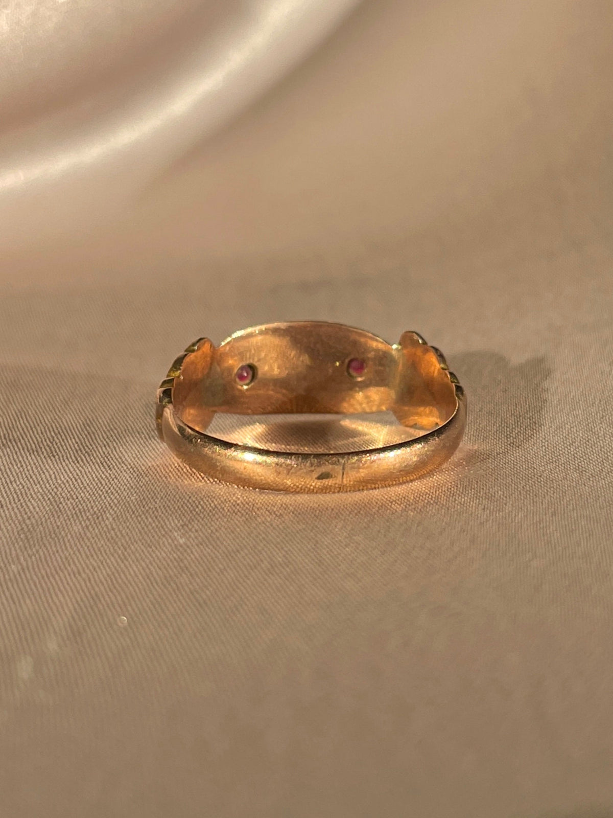 Antique 9k Pearl Ruby Marquise Ring 1904