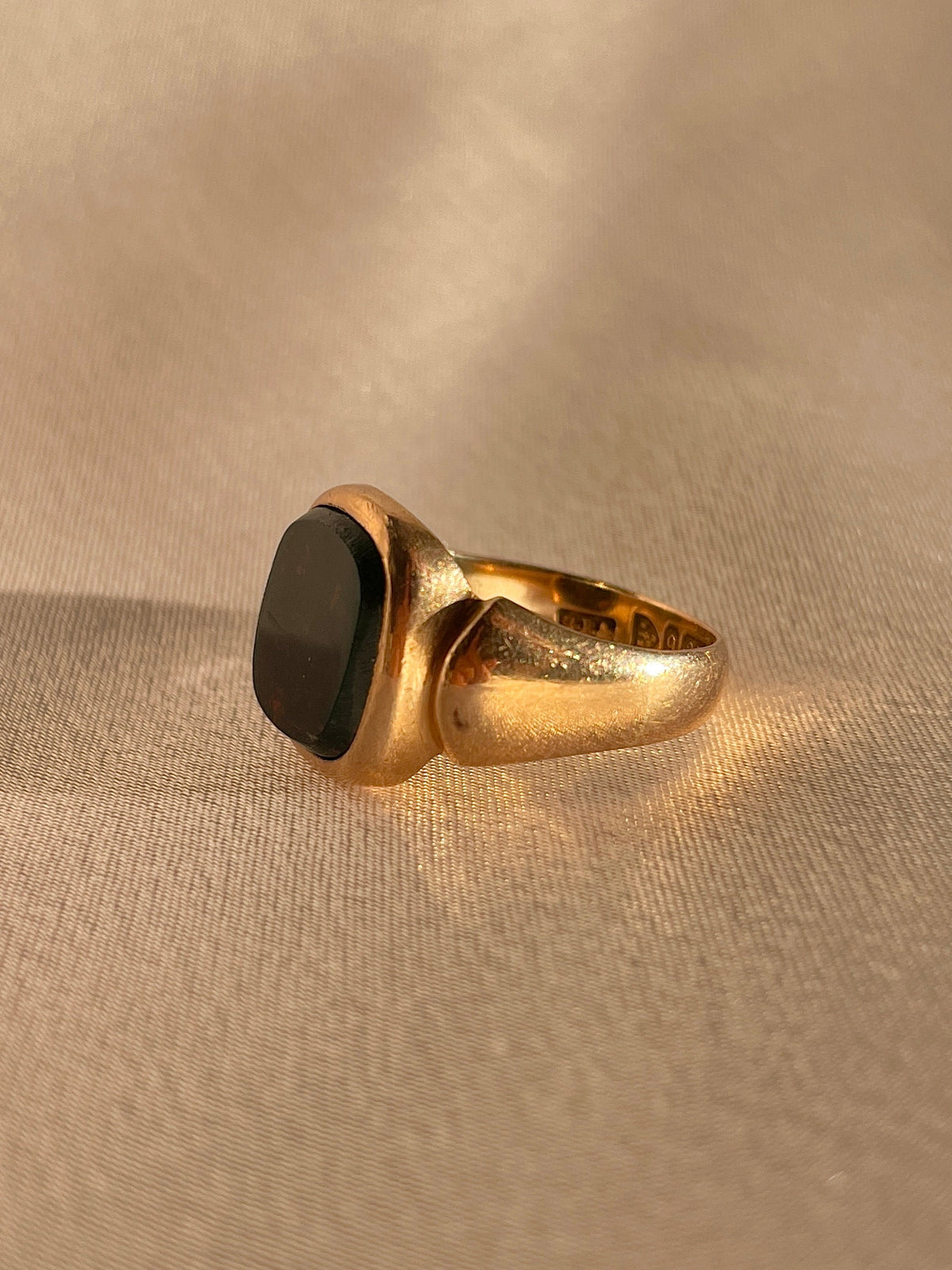 Antique 9k Rose Gold Bloodstone Signet 1900