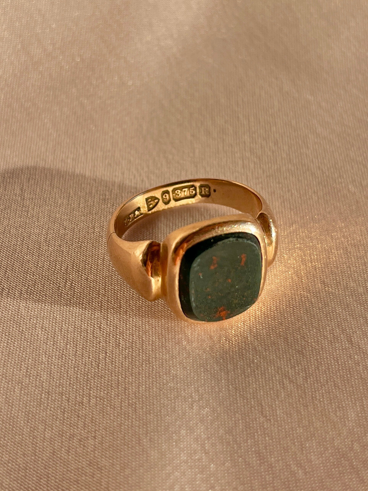 Antique 9k Rose Gold Bloodstone Signet 1900