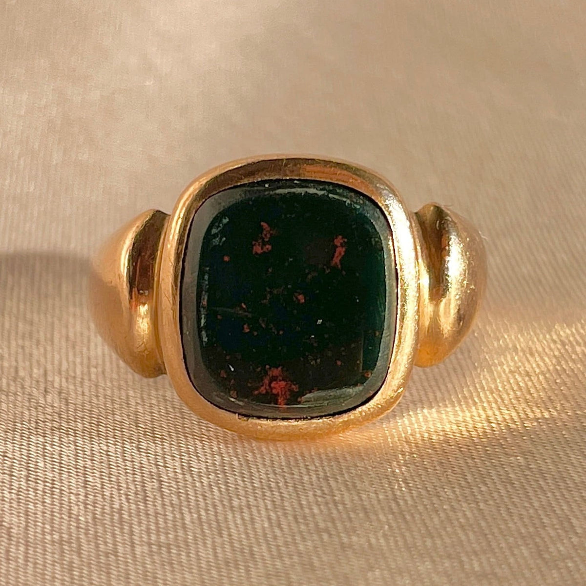 Antique 9k Rose Gold Bloodstone Signet 1900