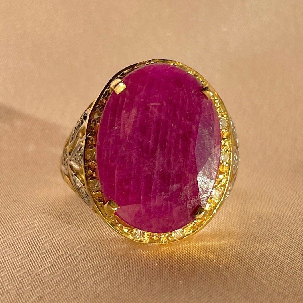 Vintage 18k Ruby Diamond Cocktail Ring 8.00 CTW