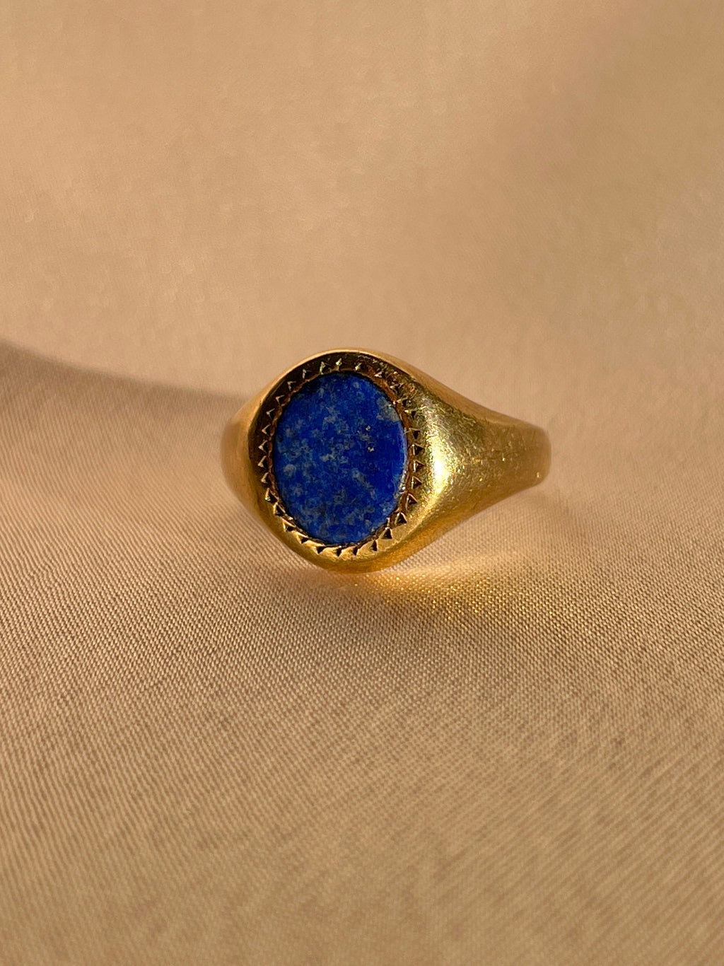 Vintage 9k Lapis Lazuli Signet Ring 1970
