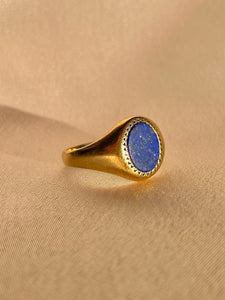 Vintage 9k Lapis Lazuli Signet Ring 1970