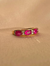 Load image into Gallery viewer, Vintage 9k Ruby Diamond Oval Half Eternity Ring
