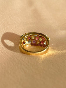 Vintage 9k Ruby Amethyst Citrine Topaz Peridot Pear Ring