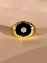 Load image into Gallery viewer, Vintage 14k Diamond Onyx East West Signet Ring

