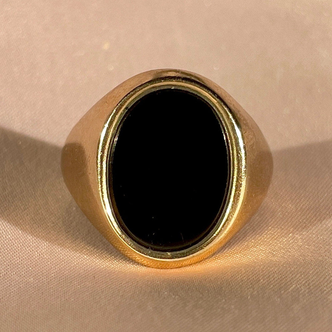 Vintage 9k Onyx Signet Cocktail Ring 1972