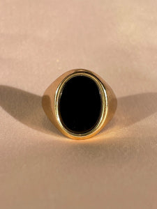 Vintage 9k Onyx Signet Cocktail Ring 1972