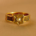 Antique Gold Pearl Hair Mourning Ring 1868