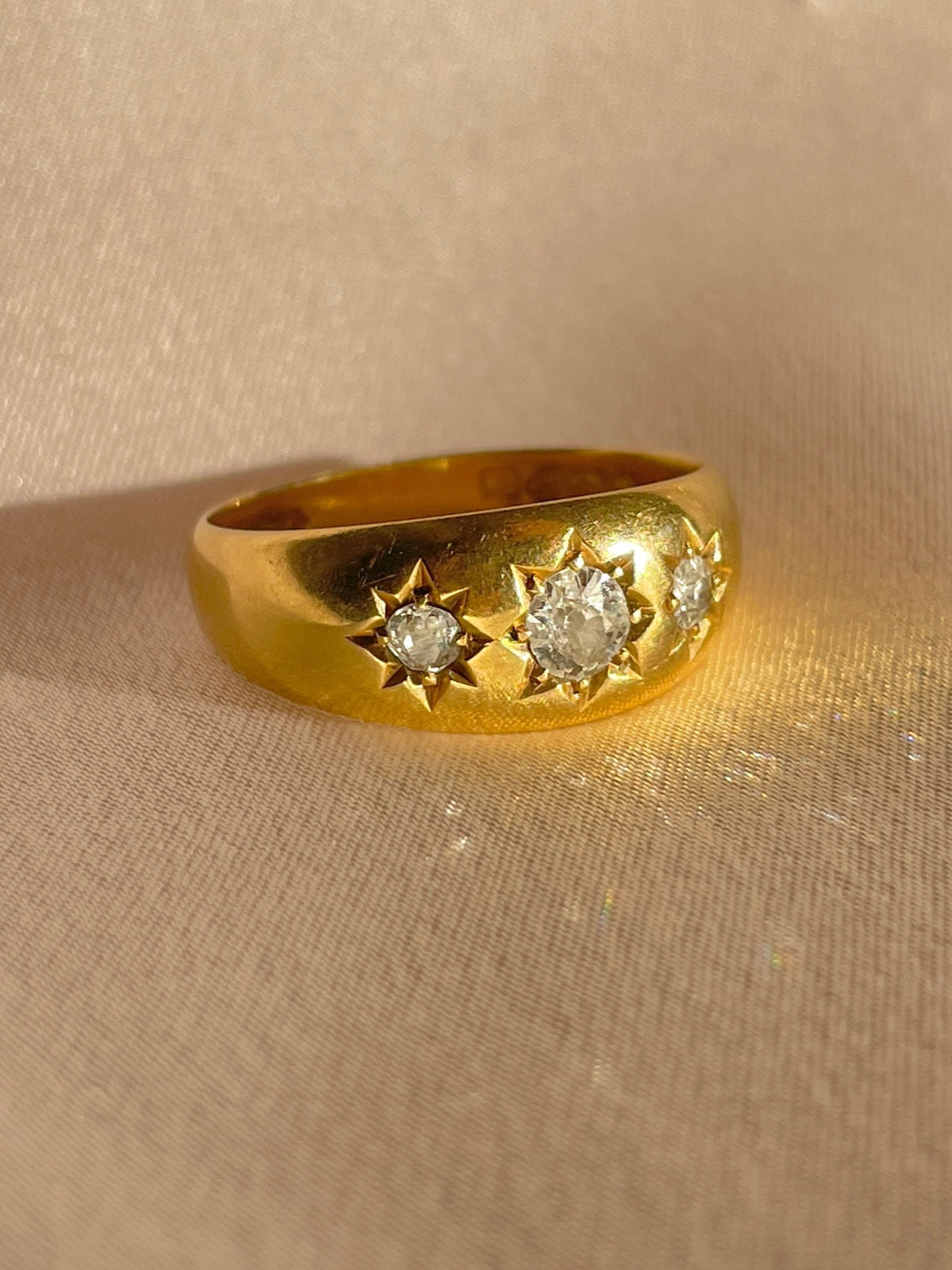 Antique 18k Diamond Trilogy Starburst Ring 1911