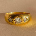 Antique 18k Diamond Trilogy Starburst Ring 1911