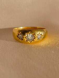 Antique 18k Diamond Trilogy Starburst Ring 1911