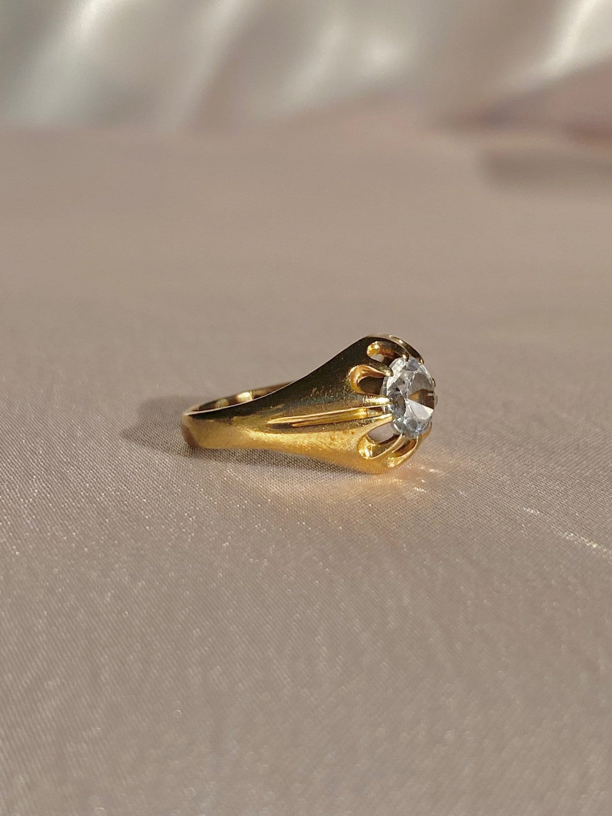Vintage 9k Paste Diamond Belcher Ring 1968