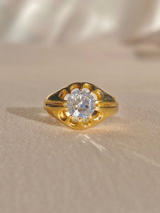 Vintage 9k Paste Diamond Belcher Ring 1968