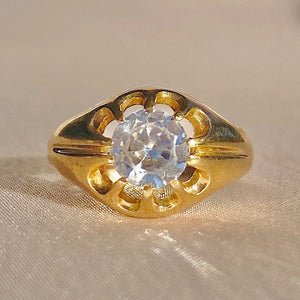 Vintage 9k Paste Diamond Belcher Ring 1968