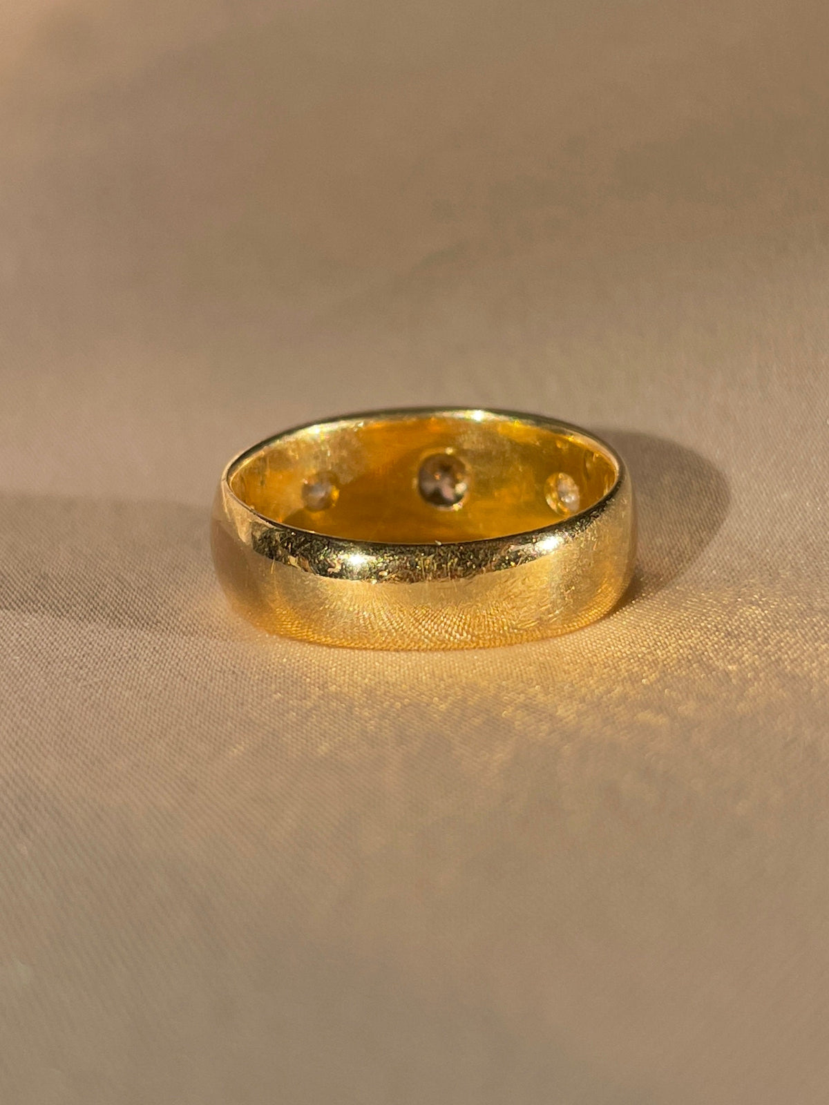 Antique 18k Diamond Starburst Champagne Trilogy Ring