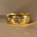 Antique 18k Diamond Starburst Champagne Trilogy Ring