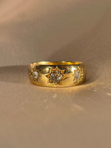 Antique 18k Diamond Starburst Champagne Trilogy Ring