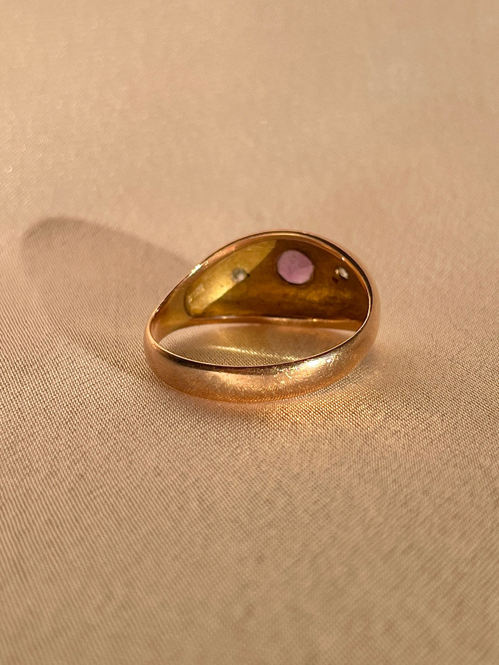Antique 9k Rose Gold Amethyst Diamond Starburst Ring 1918